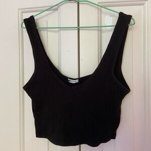Garage Black Ribbed Tank Top Ribbed Crop Top V-Neck Cami